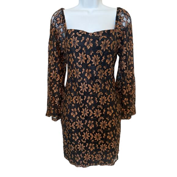Pink Lily Black and Gold Floral Party Dress - Size Small - Picture 1 of 8